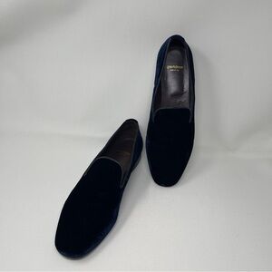 Gravity Pope Blue Velvet Flats Loafers Slippers 41 Paisley design